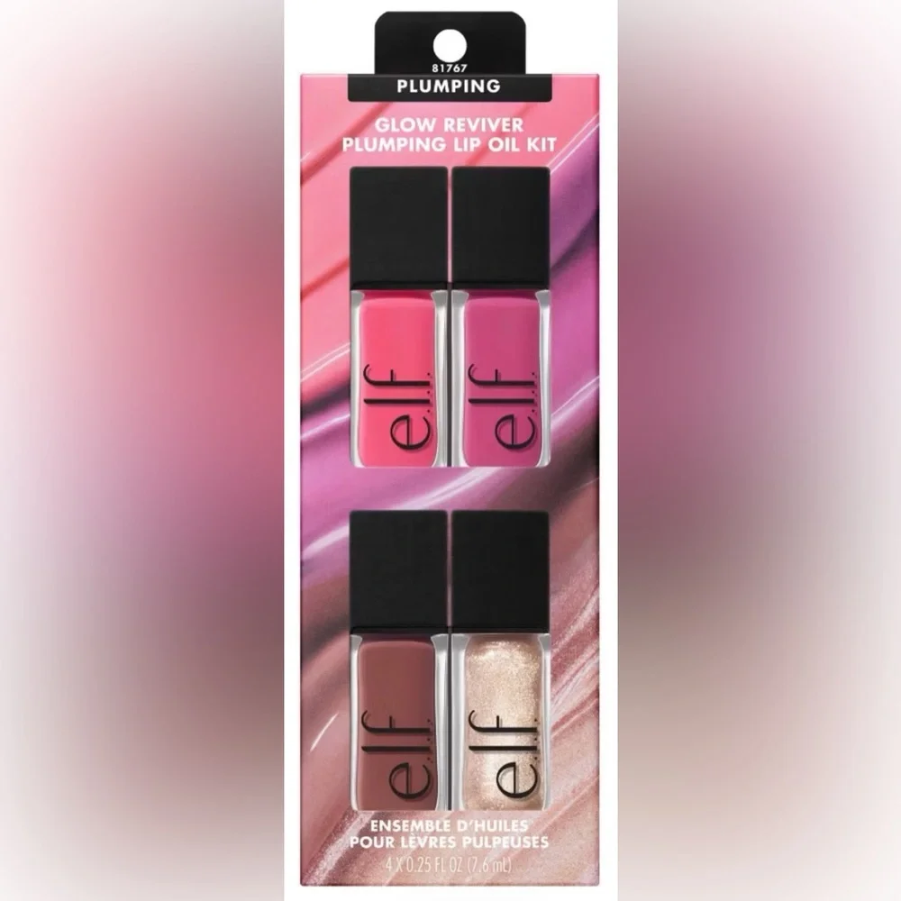 e.l.f. 4PC! Glow Reviver Plumping Lip Oil Gift Set, BNIP! 😻💖❤️👄🍃✨